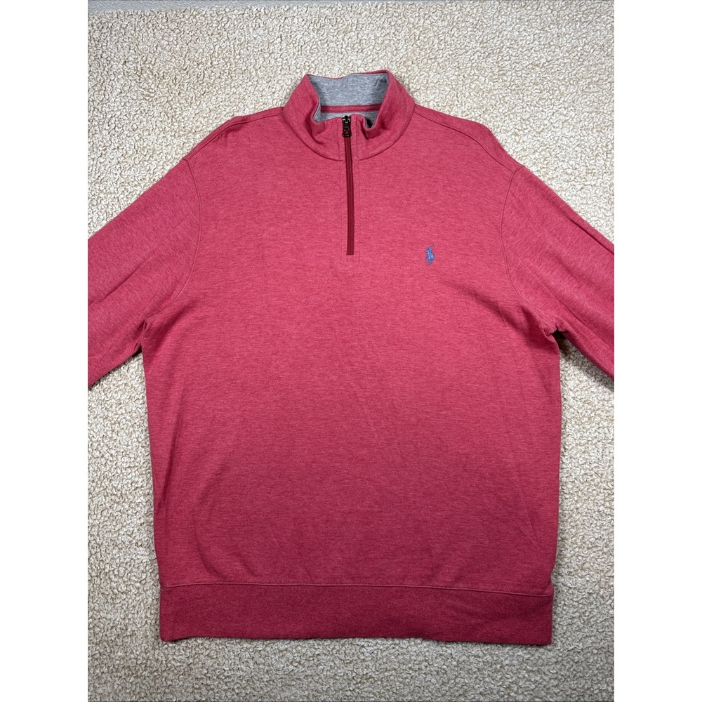 Polo Ralph Lauren Quarter-Zip Pullover Large Blush Red Long Sleeves Preppy